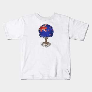 Tree of Life with New Zealand Flag Kids T-Shirt